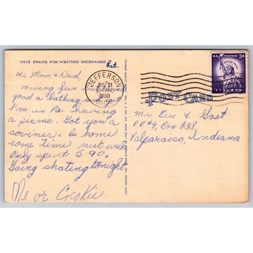Vtg Linen Postcard 1940s Outhouse Humor Air Conditioned Cabins For Rent Tichnor